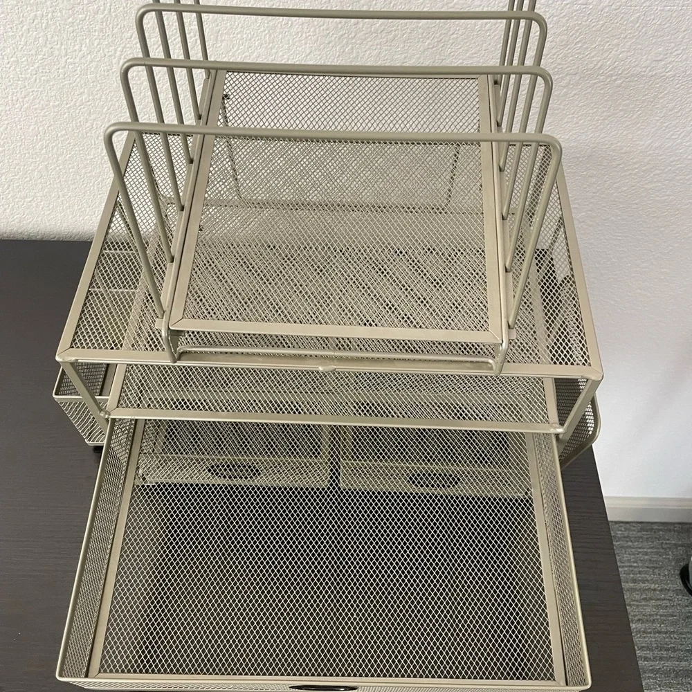Metal Mesh Desk Organizer with Drawers